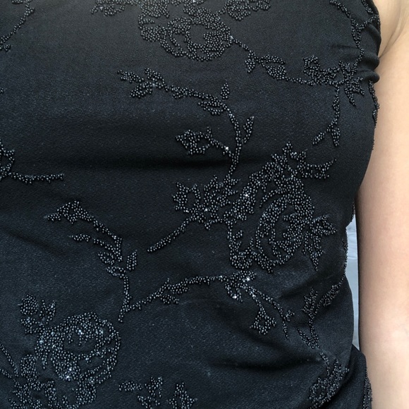 Vintage Black Bead Flower Detailing Tank Top - Picture 2 of 4